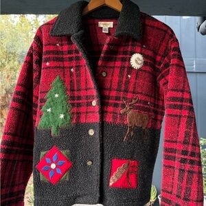 Talbots Red and Black Plaid Jacket